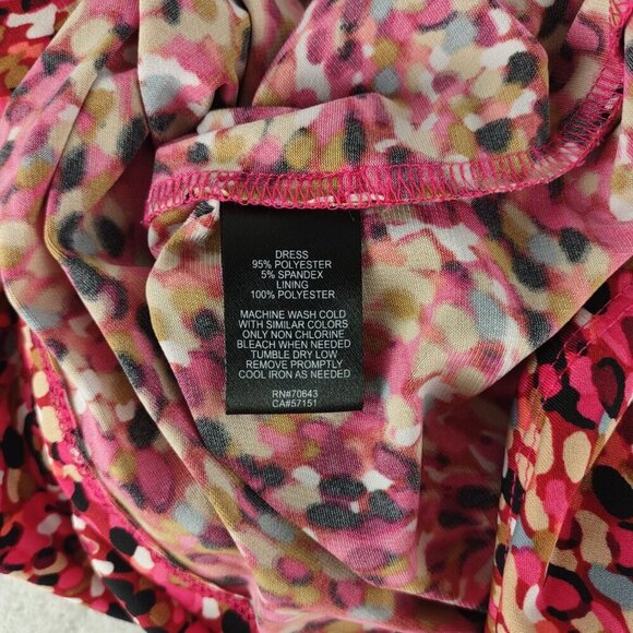 Jessica Howard Size 14 Pink White Black Print Midi Dress Sleeveless Ruched Waist - Picture 11 of 11